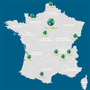 Carte des implantations en France de la société TV NET